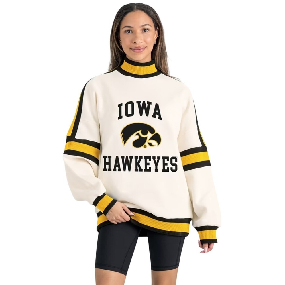 Gameday Couture Iowa Hawkeyes Oversized Vivid Turtleneck Sweatshirt White Gold M